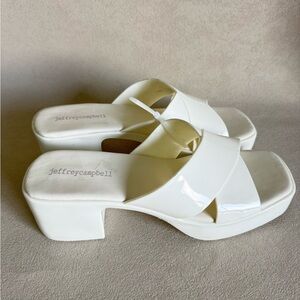 Jeffrey Campbell Glossy White Mules